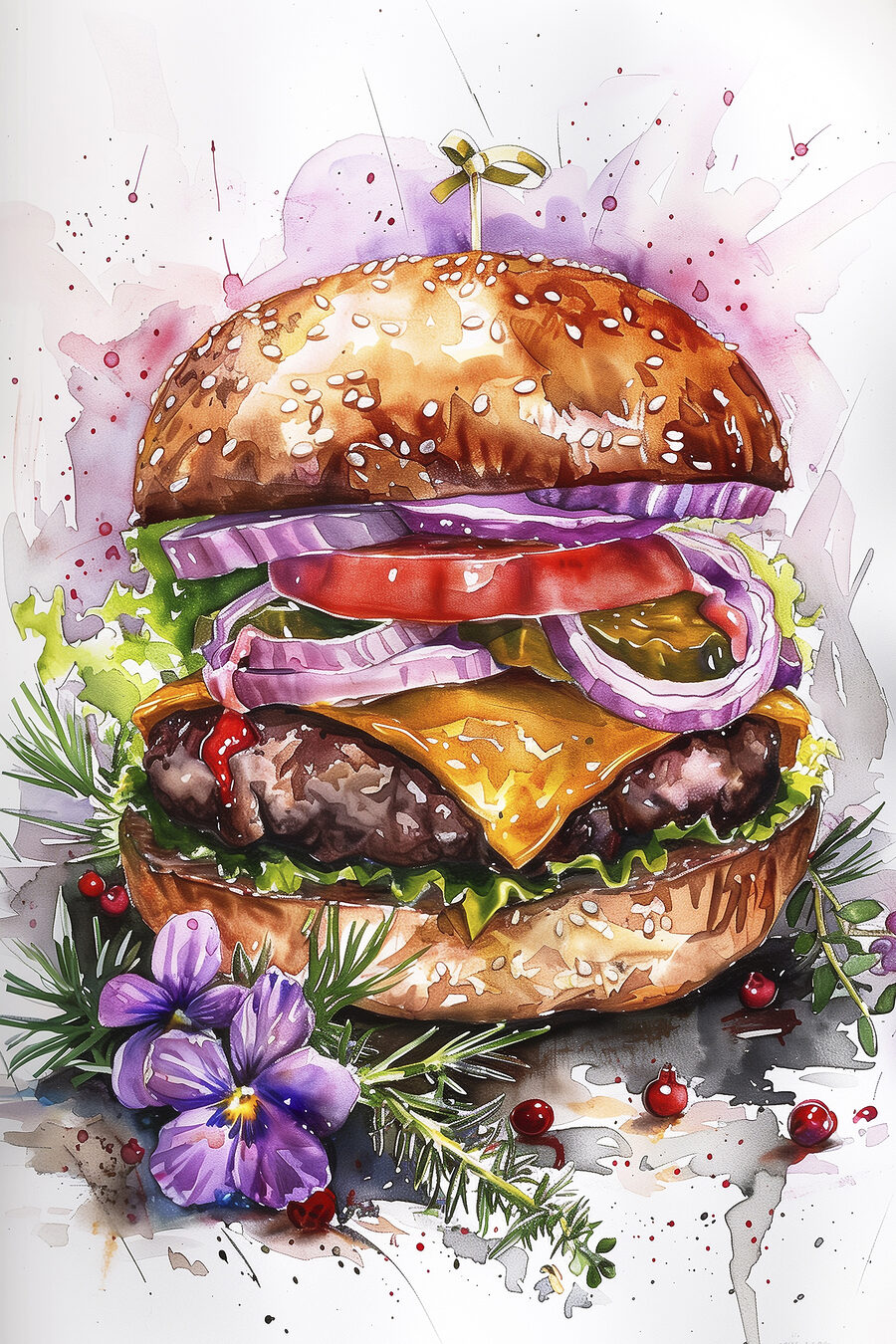 Akwarela przedstawiająca burgera Akwarela przedstawiająca burgera