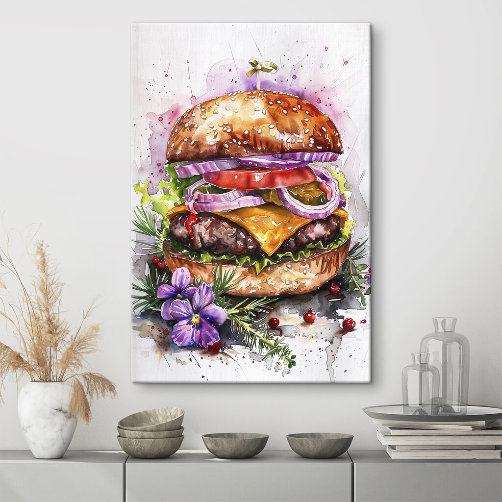 Watercolor of a burger Watercolor of a burger