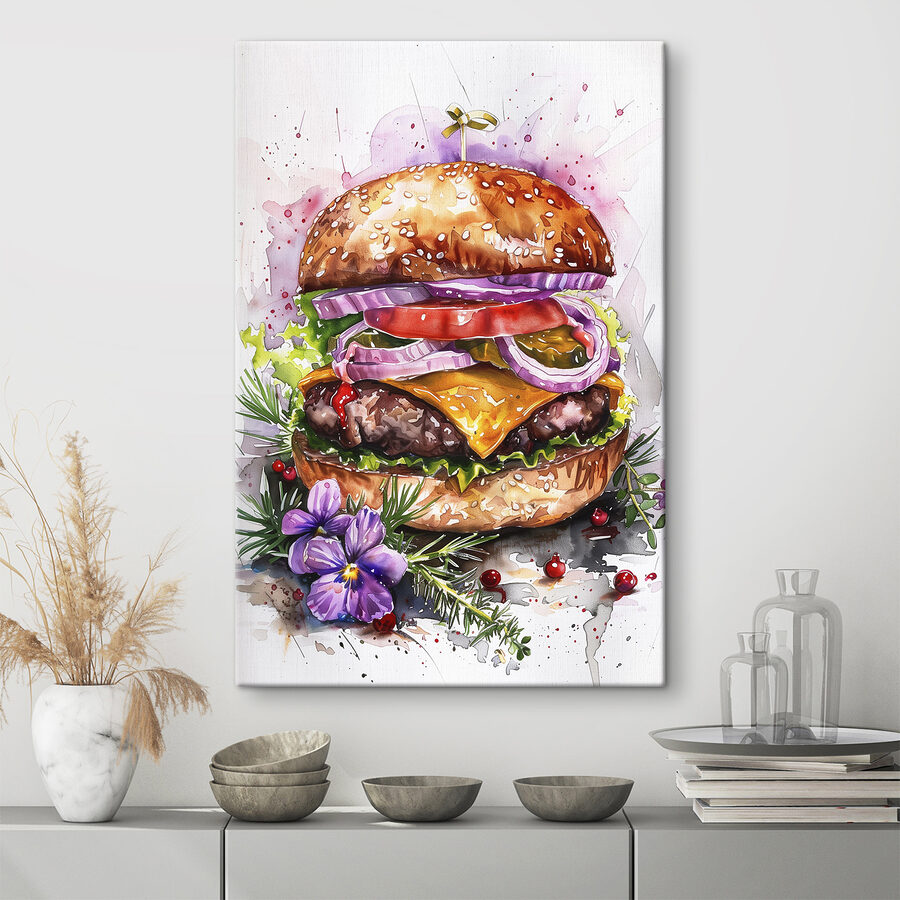 Akwarela przedstawiająca burgera Akwarela przedstawiająca burgera