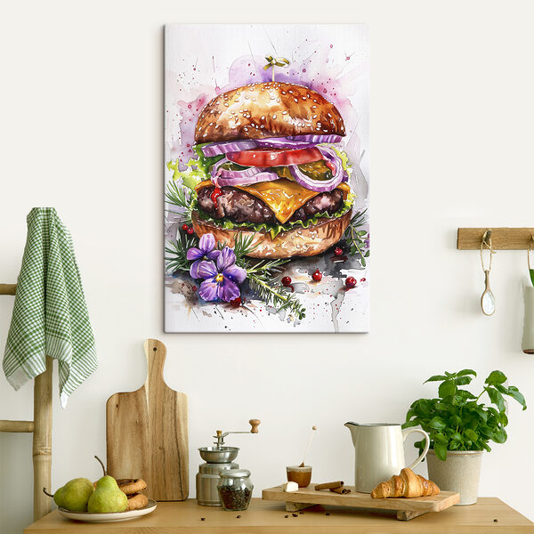 Akwarela przedstawiająca burgera Akwarela przedstawiająca burgera
