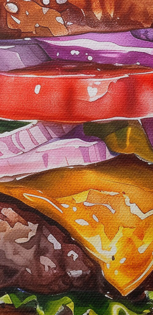 Watercolor of a burger Watercolor of a burger