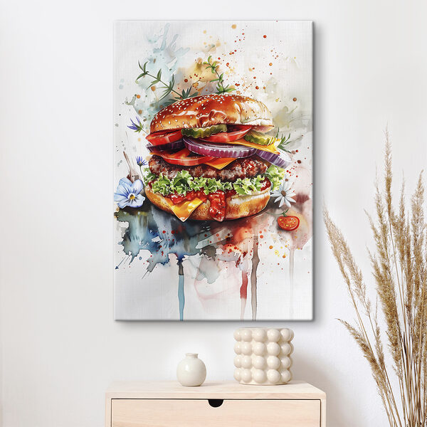 Akwarela przedstawiająca burgera Akwarela przedstawiająca burgera