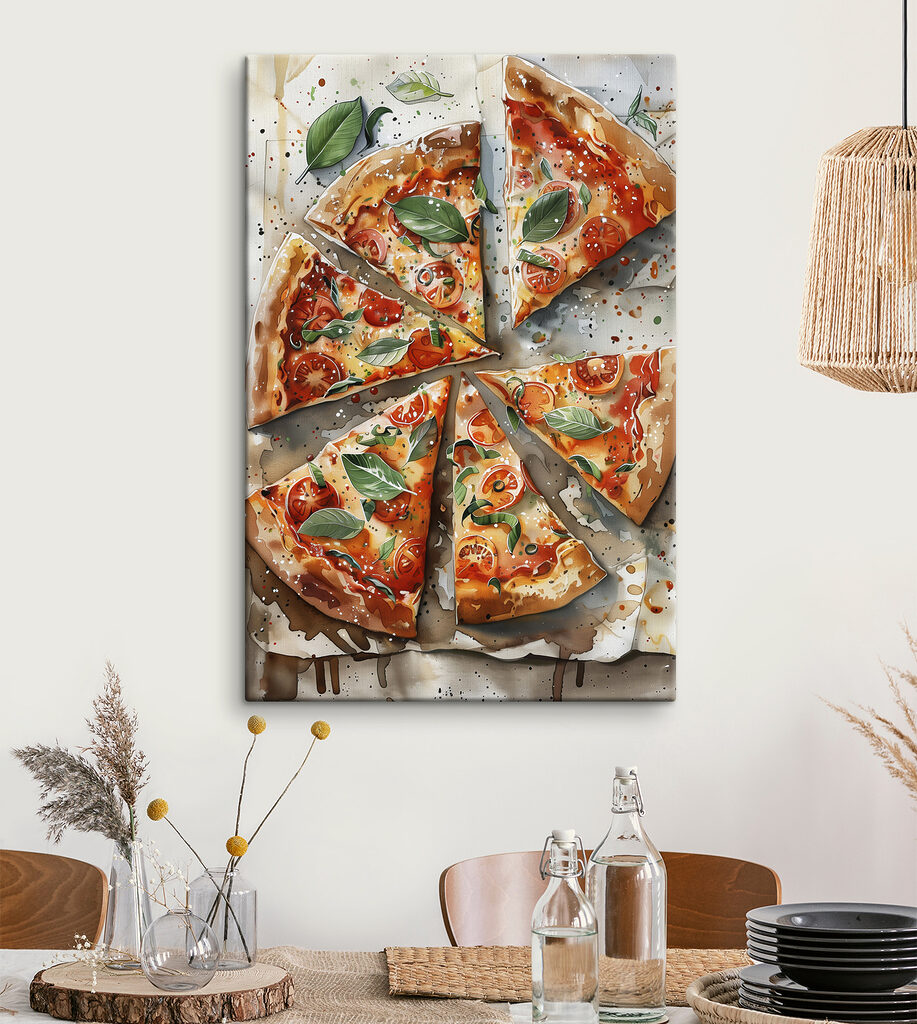 Pizza with tomatoes and basil