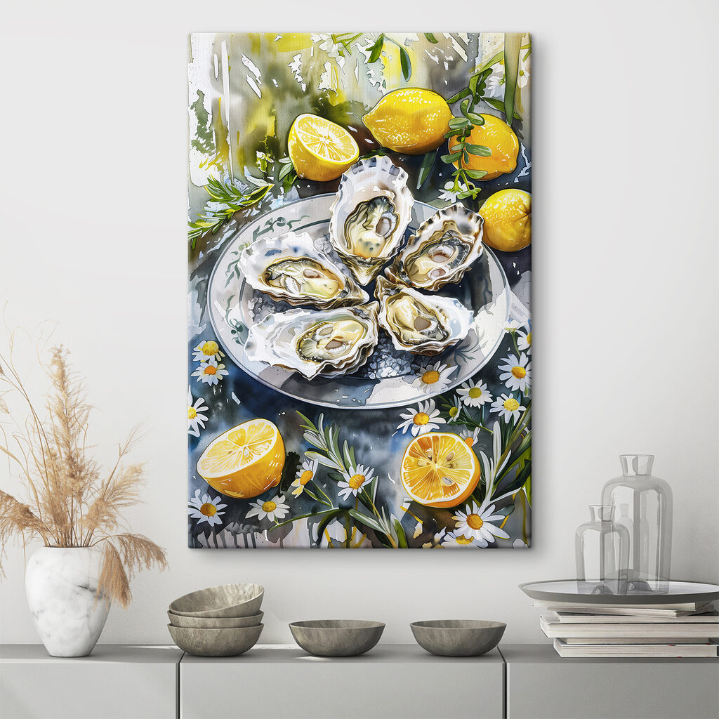 Plate of oysters and lemons