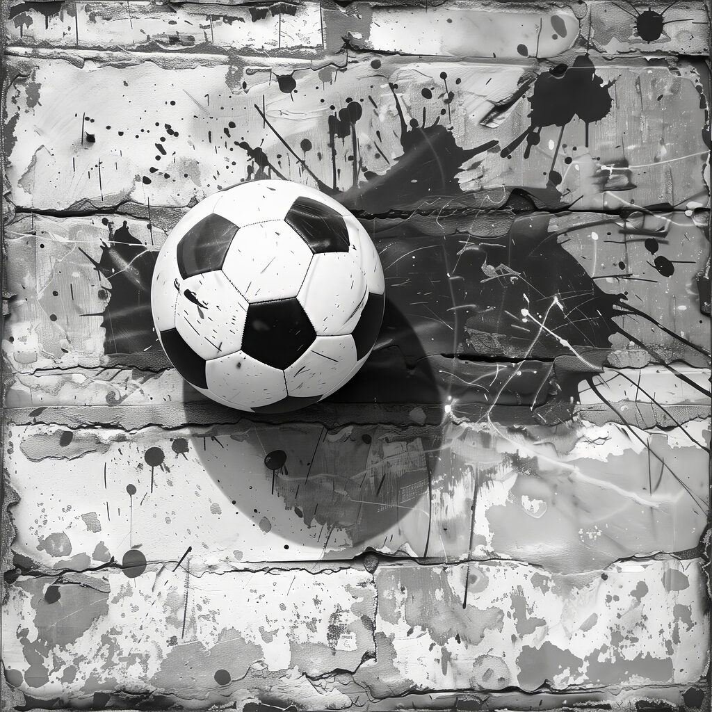Soccer ball against a painted backdrop Soccer ball against a painted backdrop