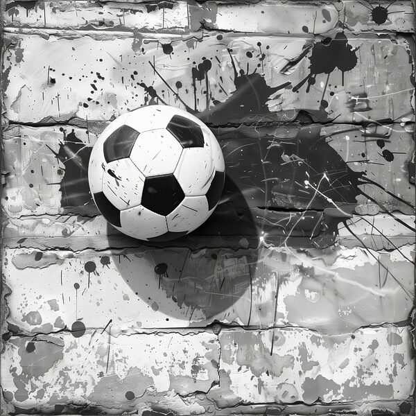 Soccer ball against a painted backdrop Soccer ball against a painted backdrop