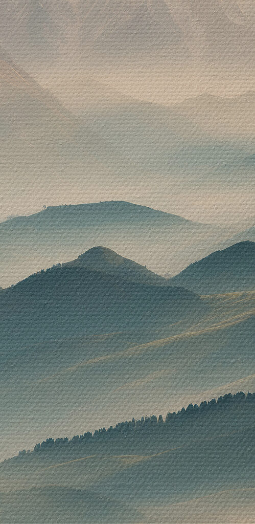 Mountain range with trees and fog Mountain range with trees and fog
