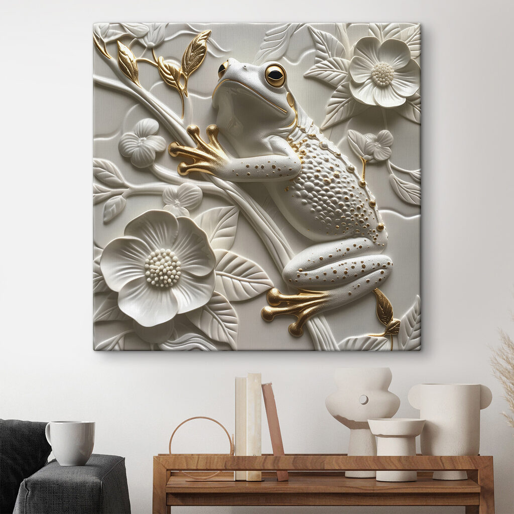 Decorative frog on floral design Decorative frog on floral design