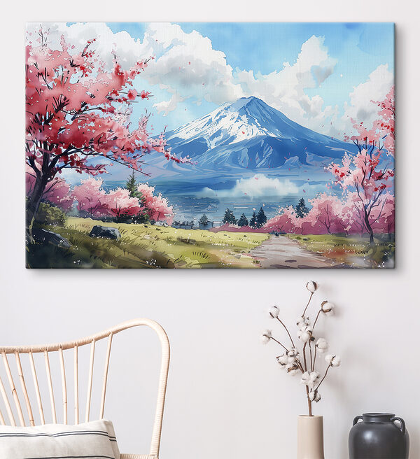 Góra Fuji z różowymi kwiatami Góra Fuji z różowymi kwiatami