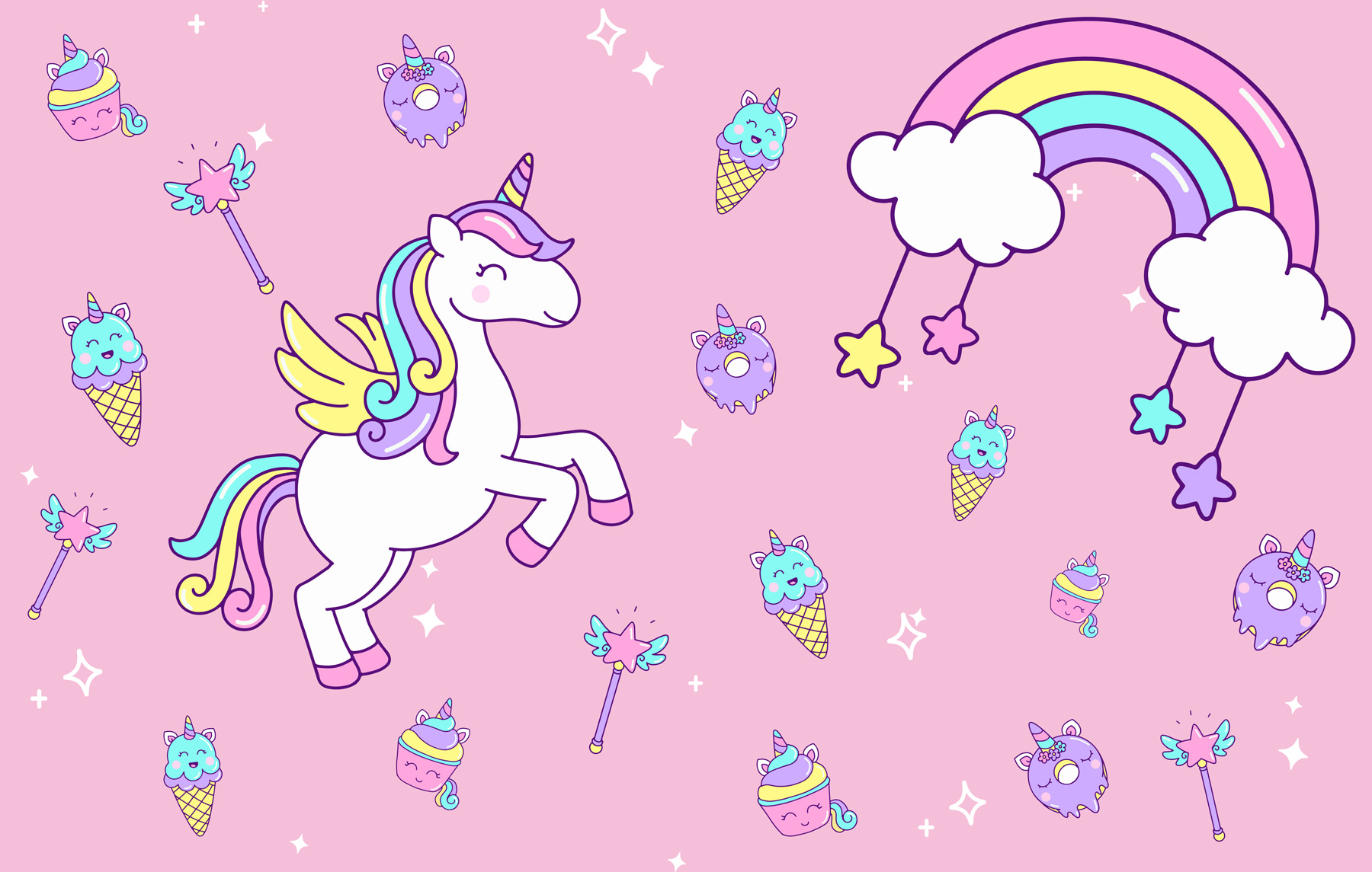 Unicorn and ice cream and ice cream