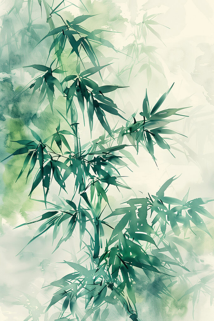 Serene bamboo leaves in gentle hues Serene bamboo leaves in gentle hues