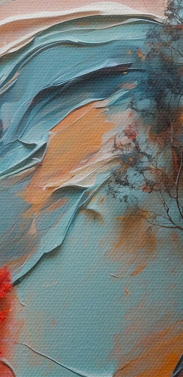 Painting of trees and colorful waves Painting of trees and colorful waves