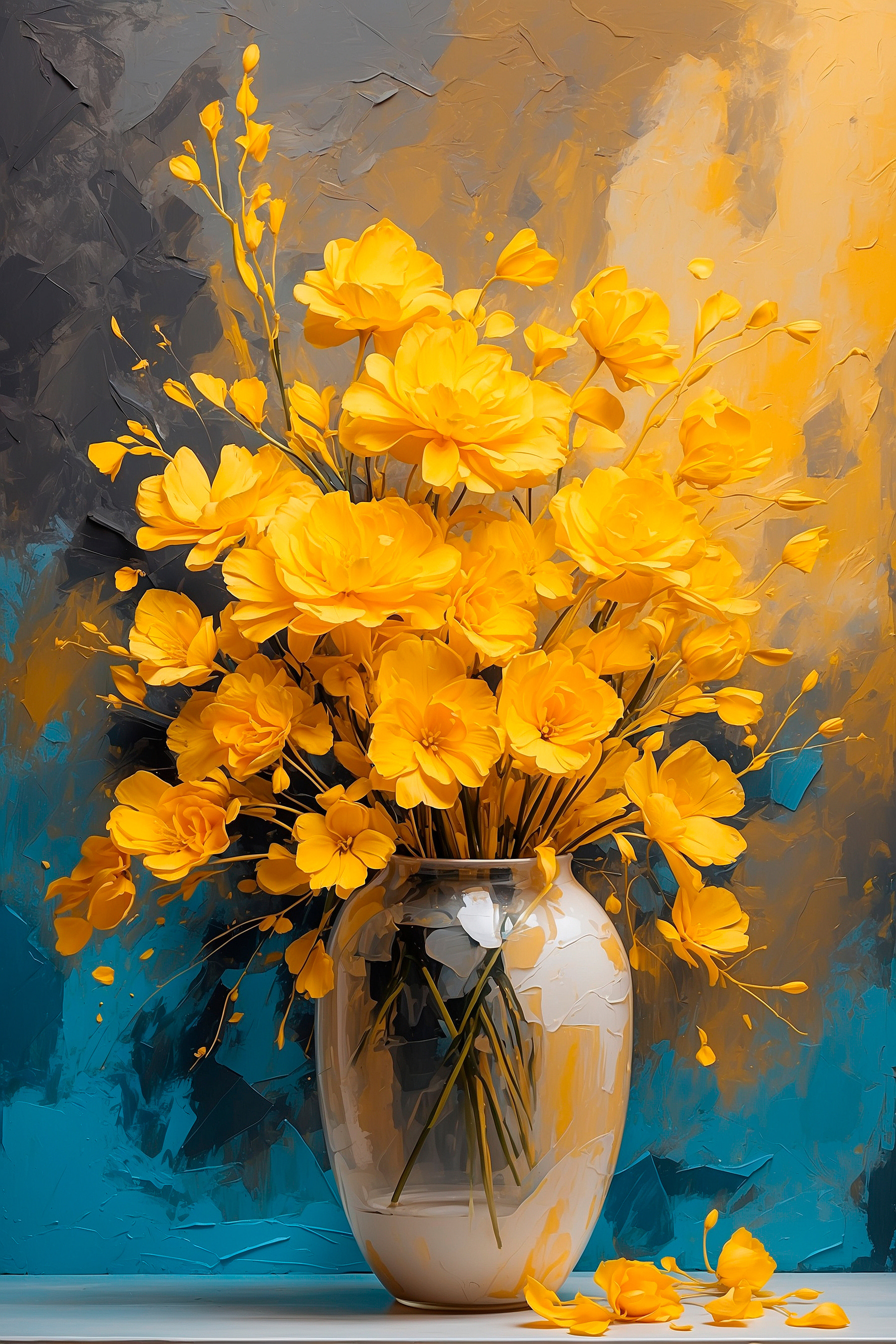 Vase with yellow flowers