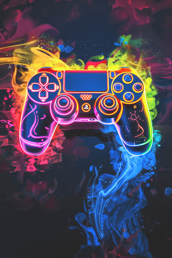 Video game controller with colorful smoke
