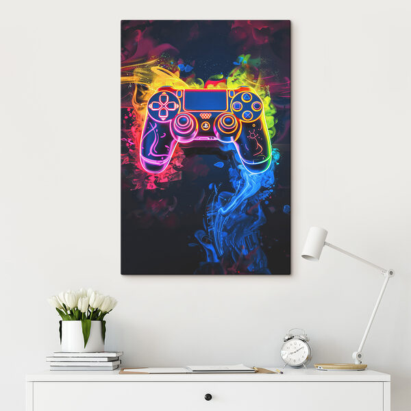 Video game controller with colorful smoke