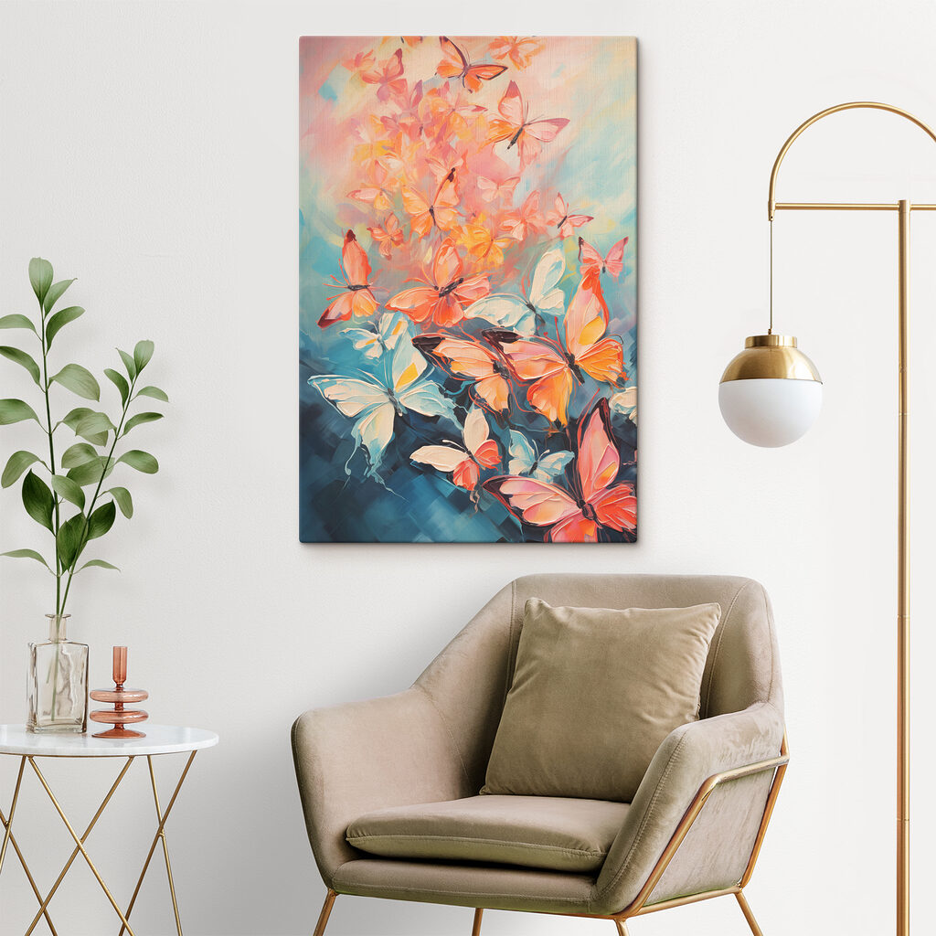 Group of butterflies on a blue background