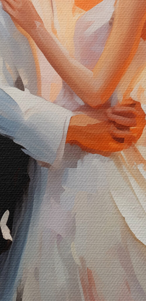 Painting of a man and woman dancing