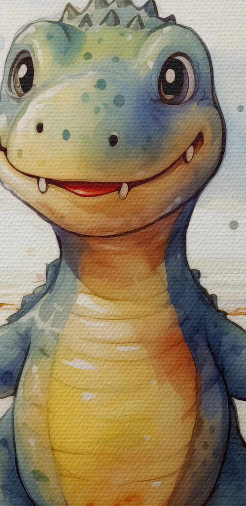 Cartoon of a dinosaur standing in water