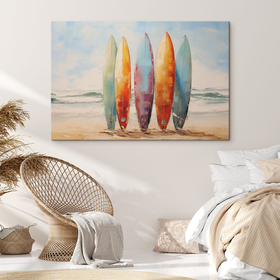Grupa desek surfingowych na plaży
