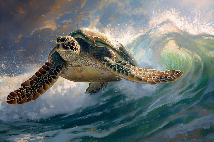 Żółw morski pływający w oceanie