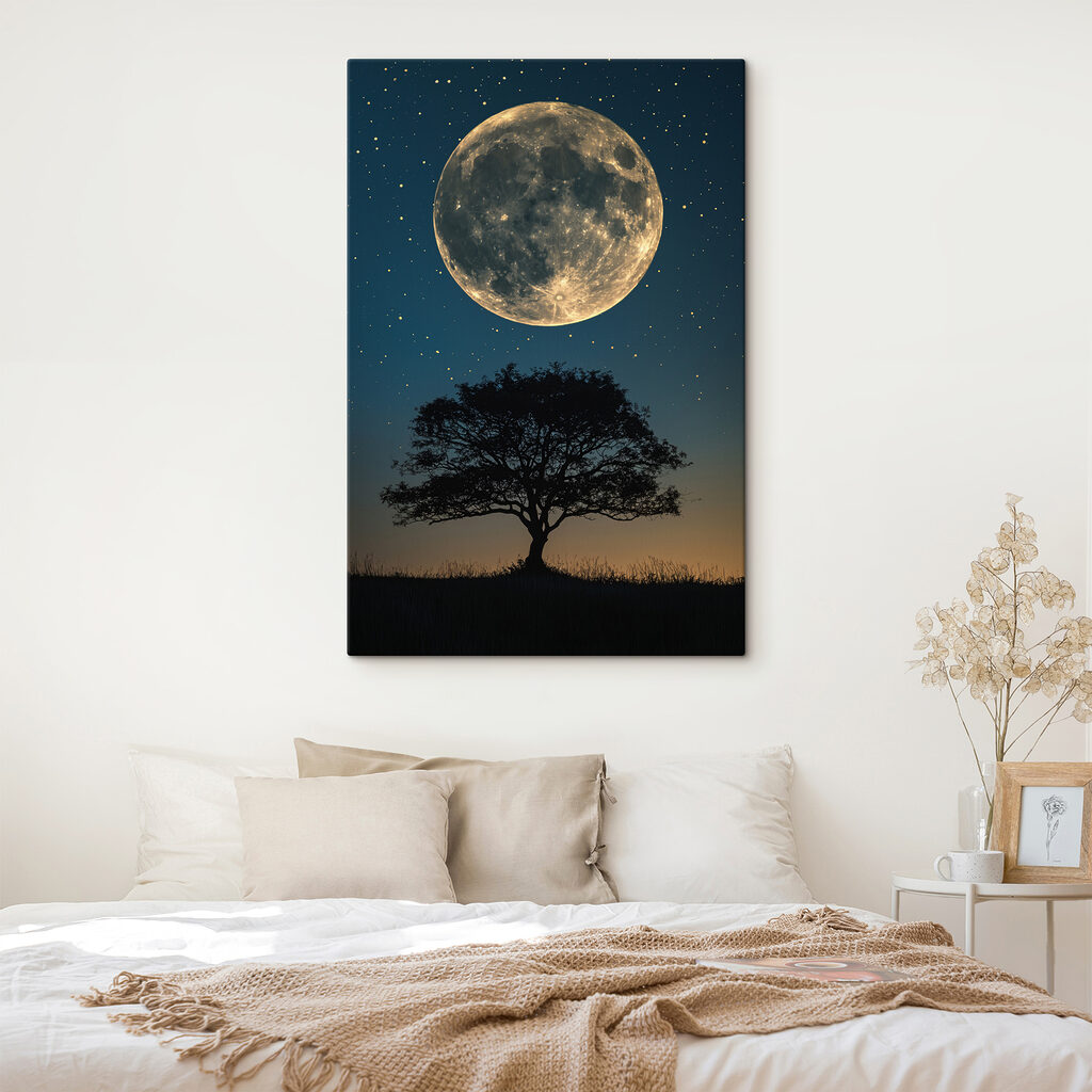 Tree and the moon in the sky
