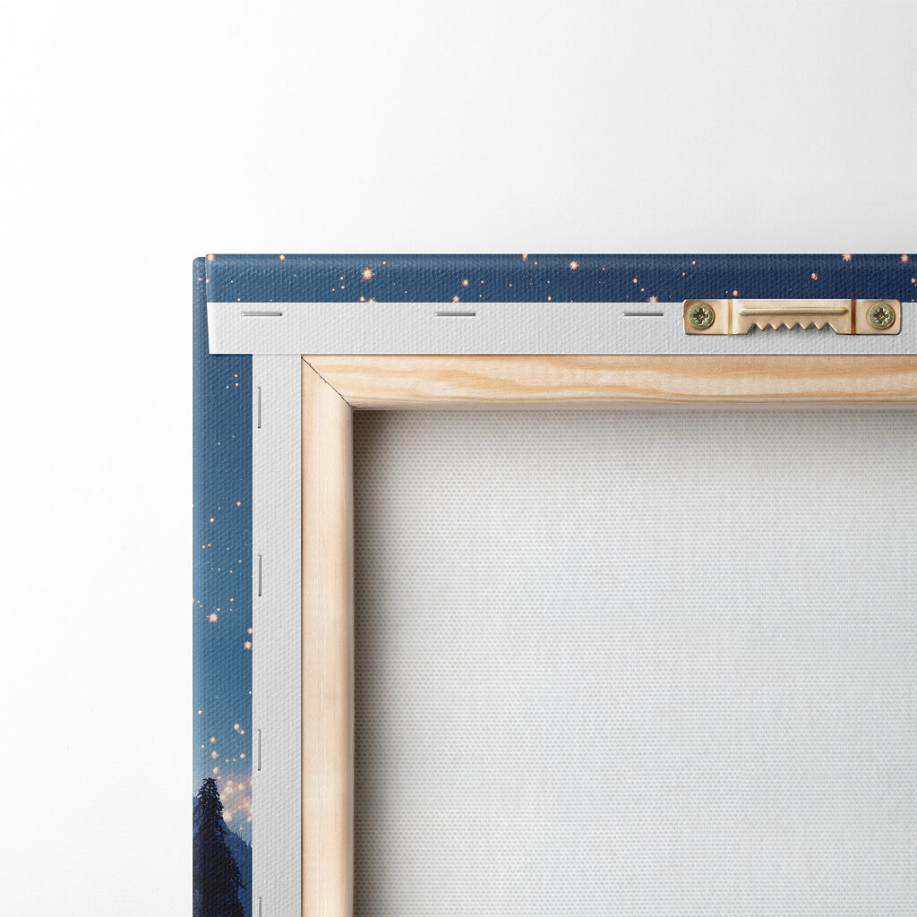 River with a mountain and stars in the sky