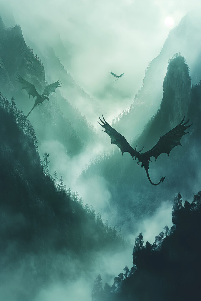 s40011p 683x1024 - Grupa smoków lecących po niebie - tegory