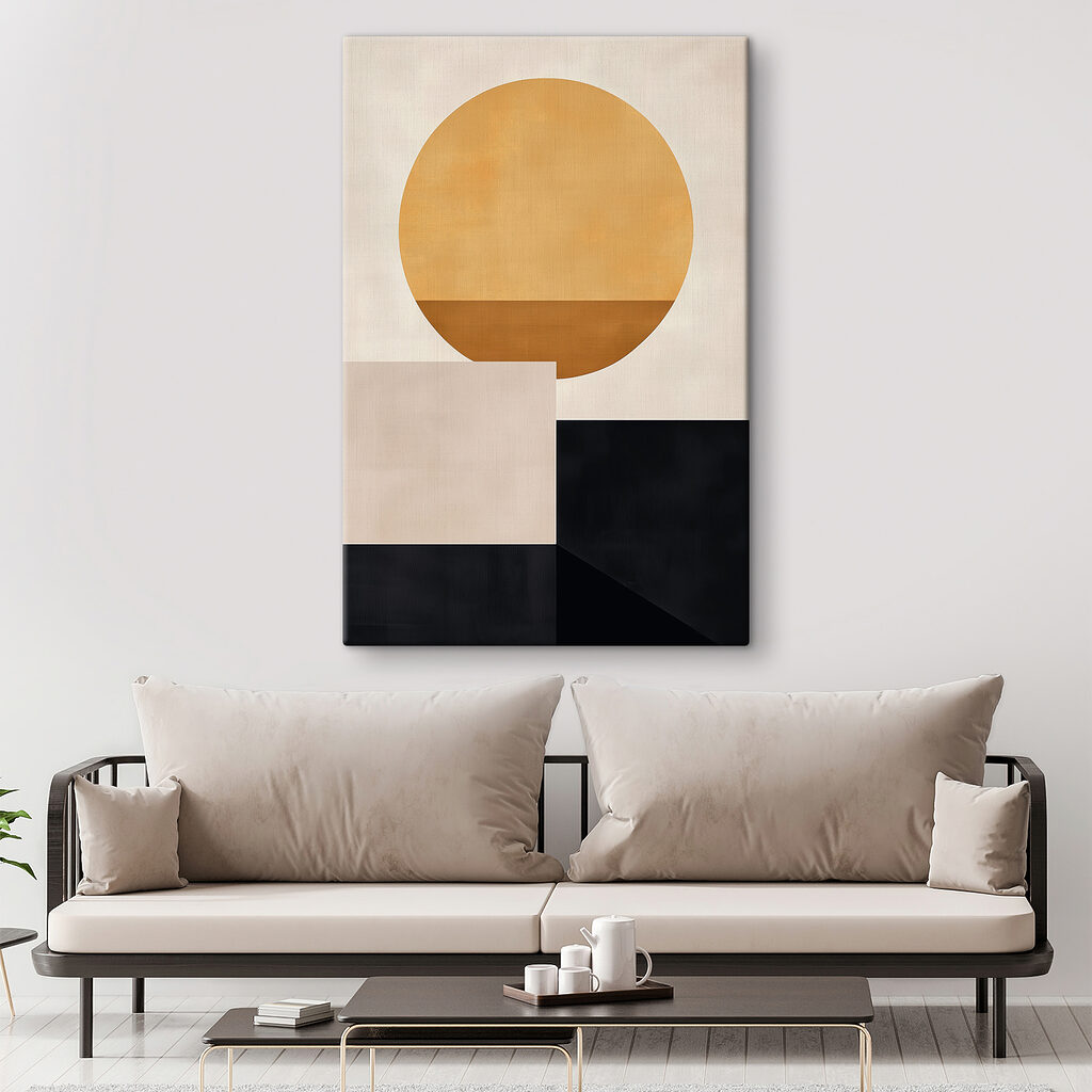 Yellow circle and black squares