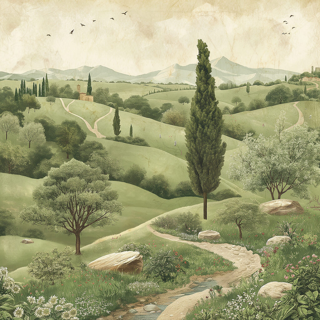 Landscape with trees and a road Landscape with trees and a road