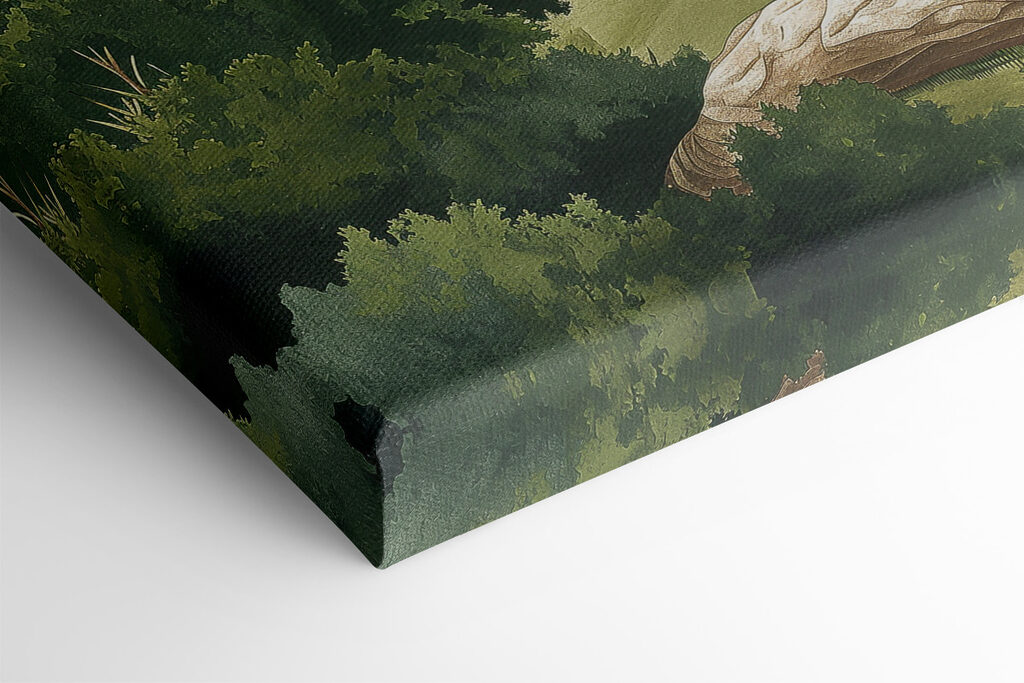 Painting of a landscape with houses and trees