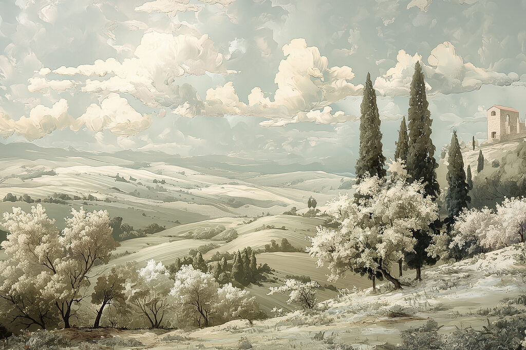 Landscape with trees and hills Landscape with trees and hills