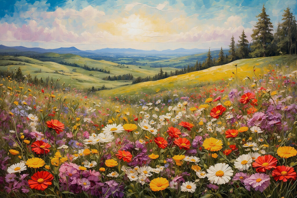 Field of colorful flowers