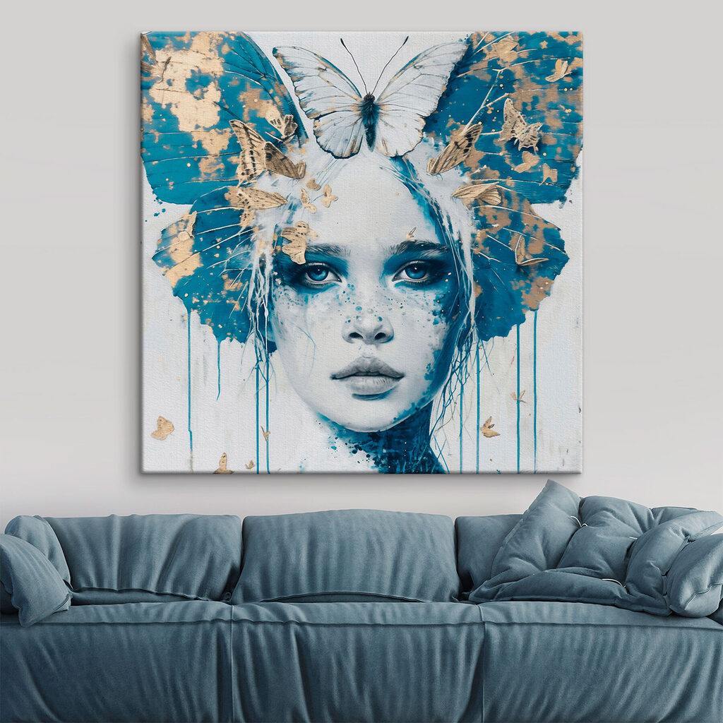 Woman with butterfly on her head