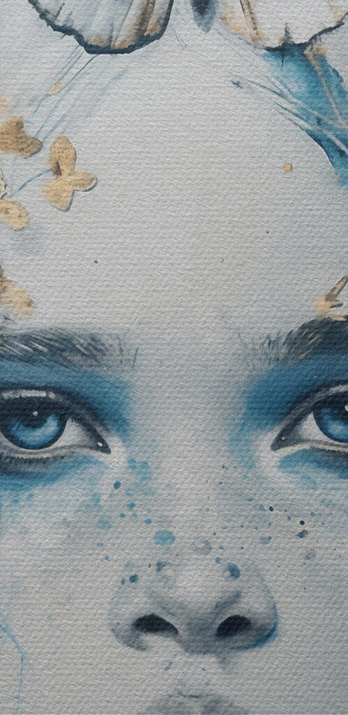 Woman with butterfly on her head