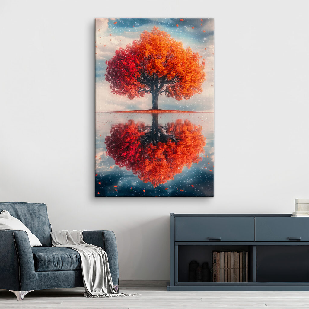 Tree with orange leaves on it