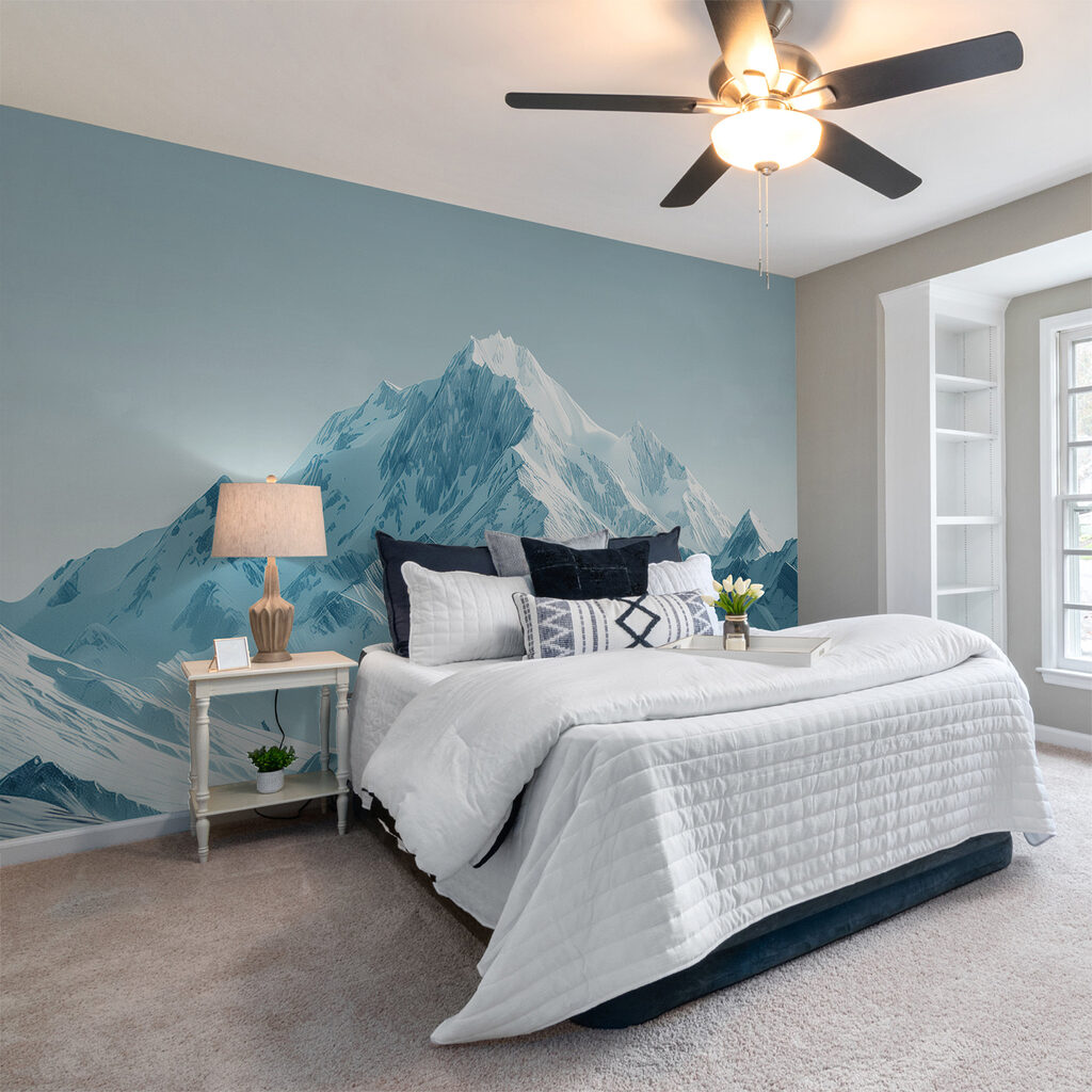 Snowy mountain range with blue sky Snowy mountain range with blue sky