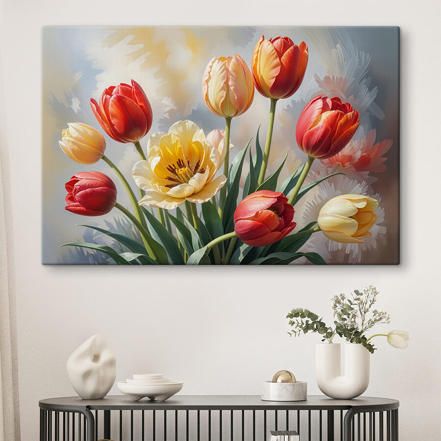 Grupa tulipanów w wazonie