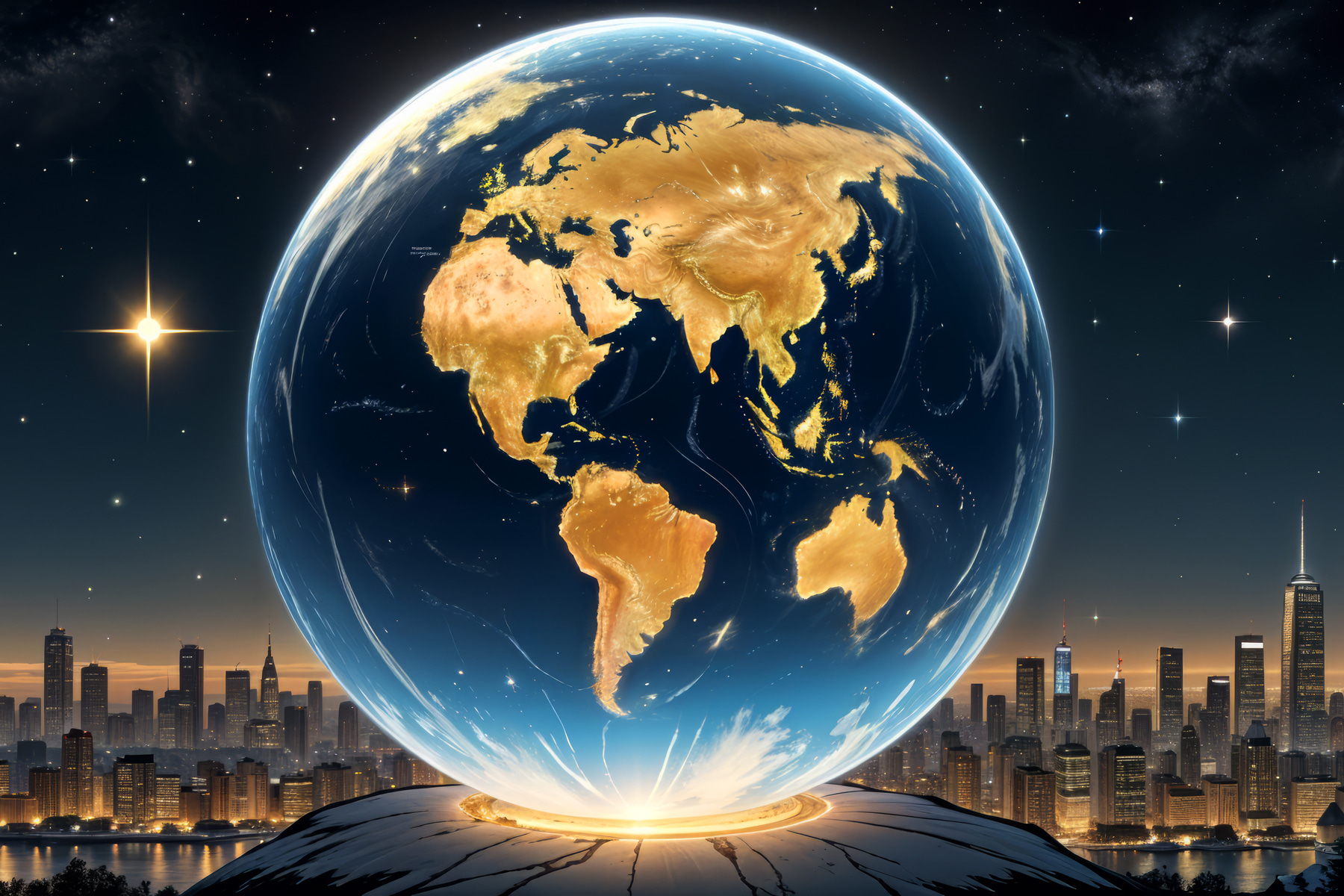 Globe with lights on it