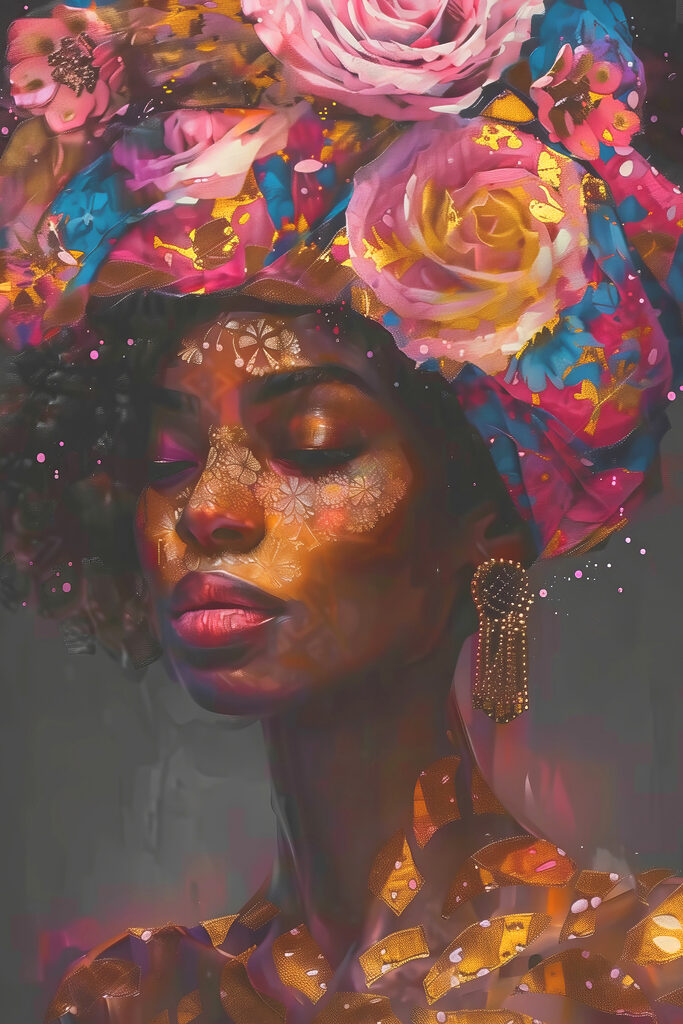 Woman with flowers on her head Woman with flowers on her head