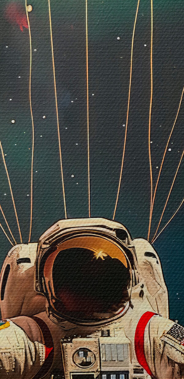 Astronauta unoszący się w przestrzeni kosmicznej z balonami Astronauta unoszący się w przestrzeni kosmicznej z balonami