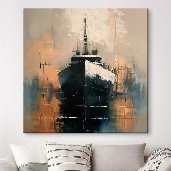 Painting of a boat in the water