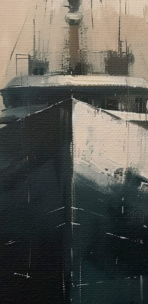 Painting of a boat in the water