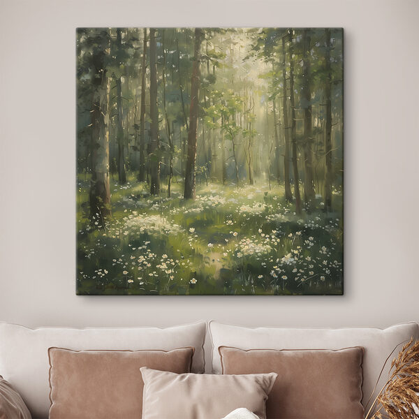 Forest with trees and flowers Forest with trees and flowers