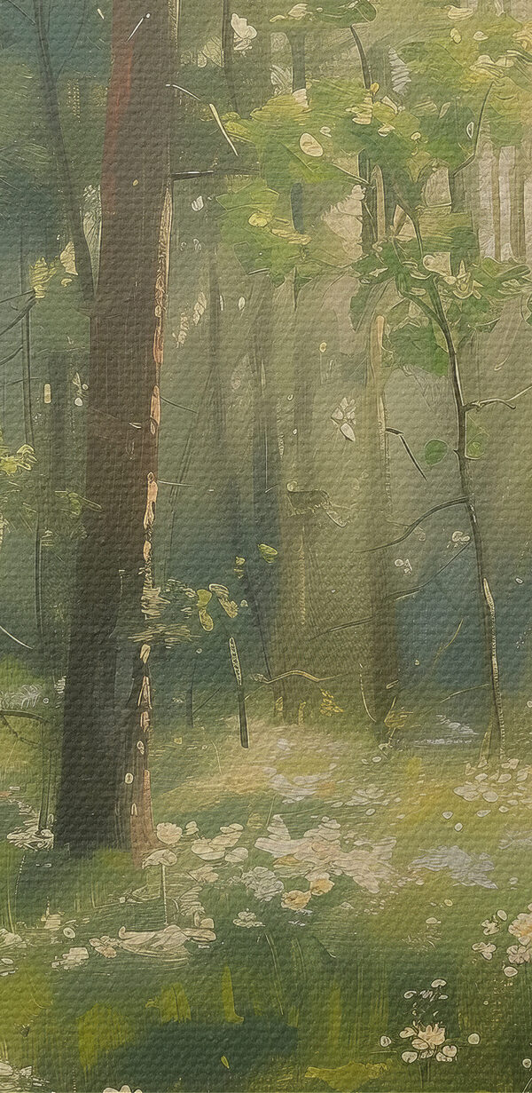 Forest with trees and flowers Forest with trees and flowers