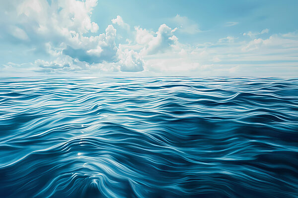 Błękitny ocean z chmurami na niebie Błękitny ocean z chmurami na niebie
