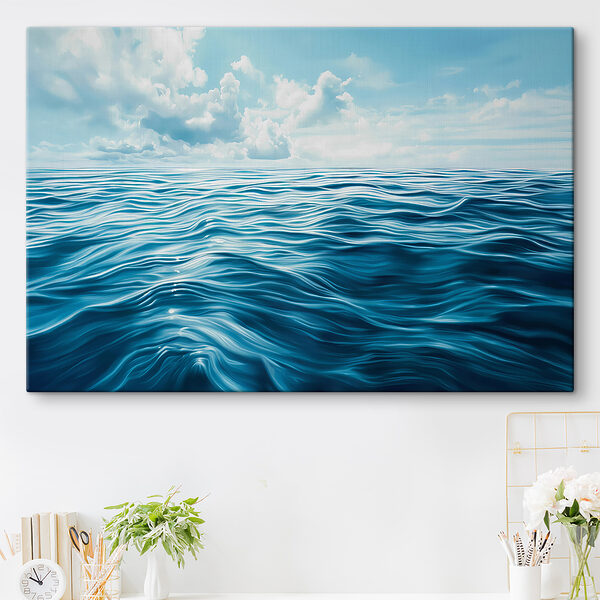 Błękitny ocean z chmurami na niebie Błękitny ocean z chmurami na niebie