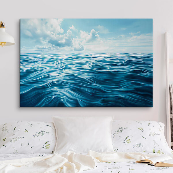 Błękitny ocean z chmurami na niebie Błękitny ocean z chmurami na niebie