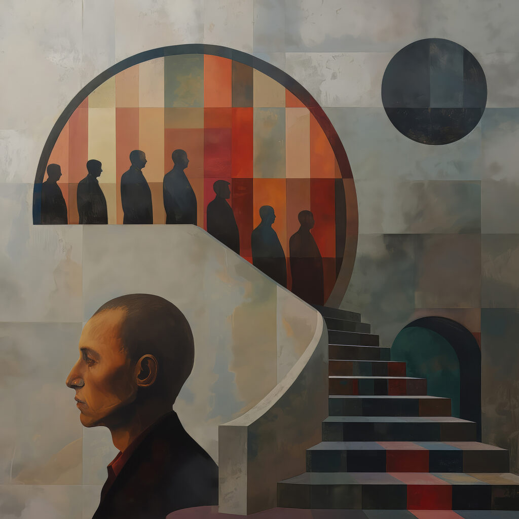 Painting of a man on a wall