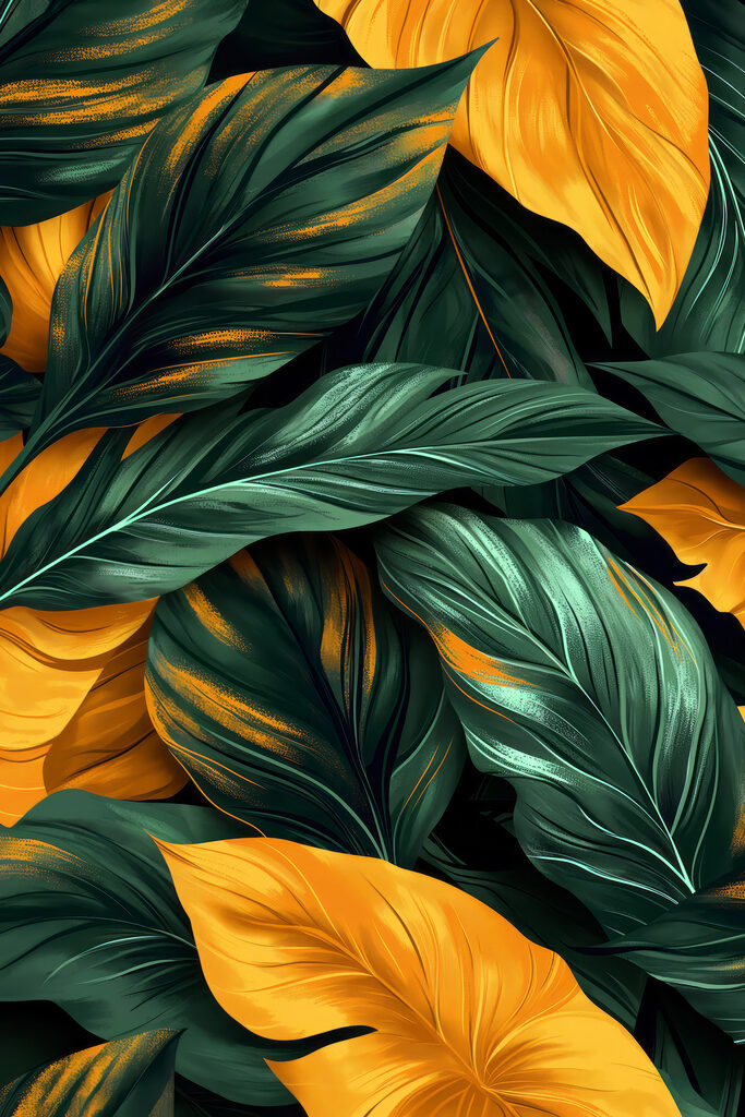 Close up of green and yellow leaves