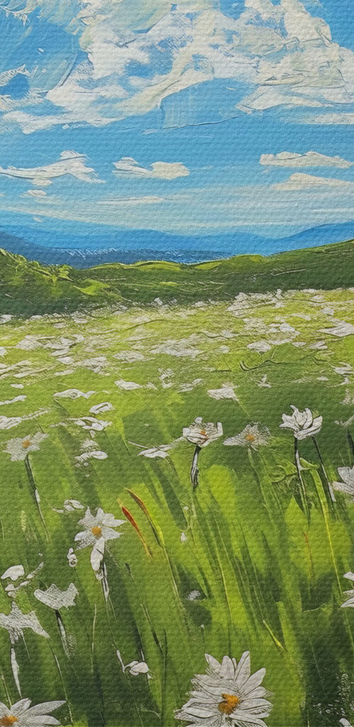 Field of flowers and trees Field of flowers and trees